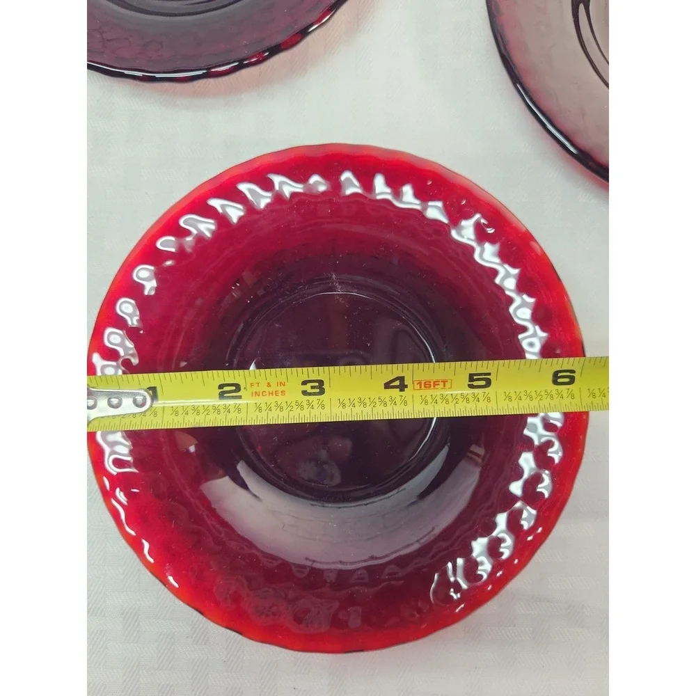4‎ Arcoroc Vercors Ruby Red Dessert Plate Set Heavy Faint Color Swirl